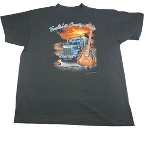 Vintage 3D Emblem 2 Sided Graphic T-Shirt 1992 Truckin to Country Music USA 2X